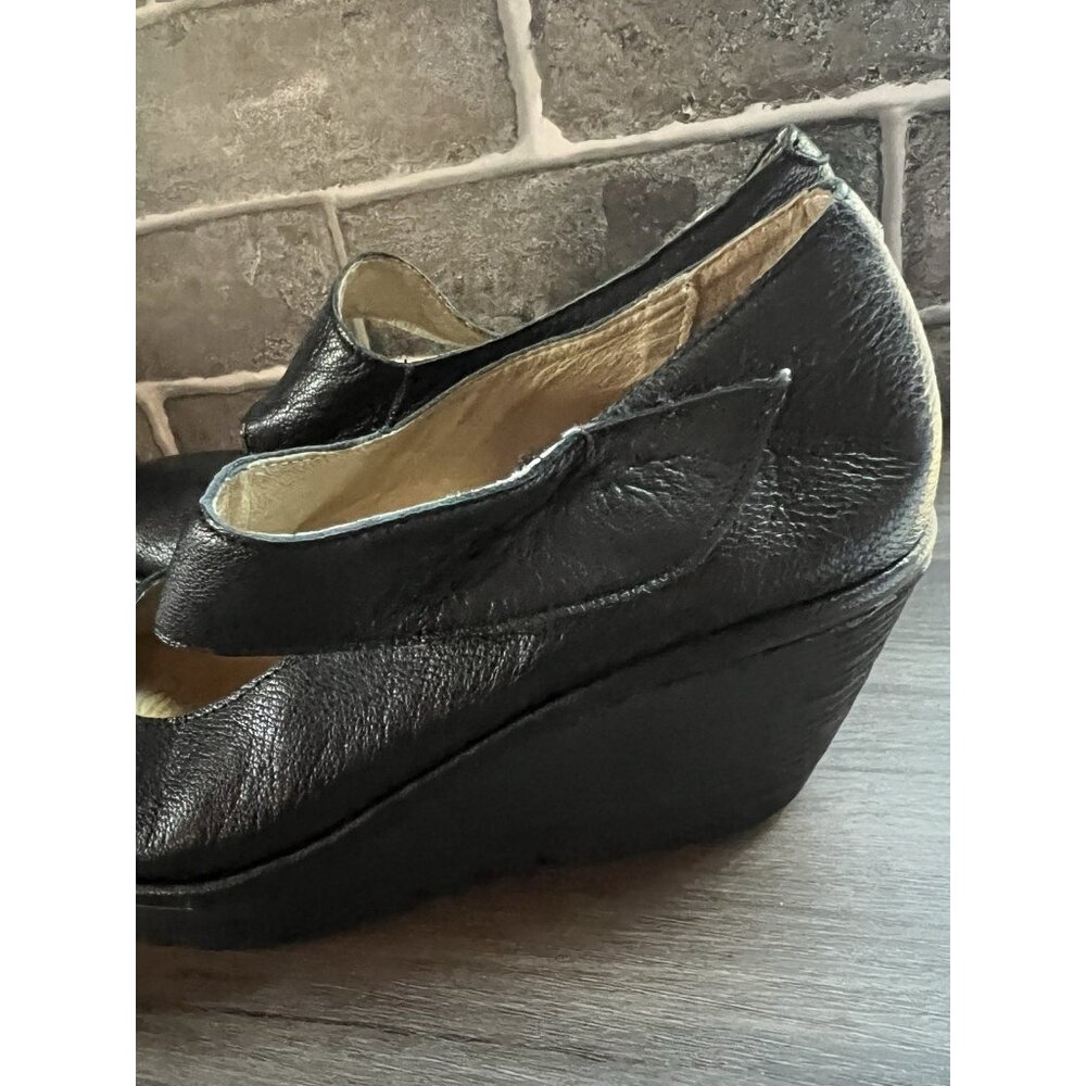 Fly London Yasi Mary Jane Pump Women's Sz 40 US 9 Black Wedge Heel Platform - Picture 11 of 13